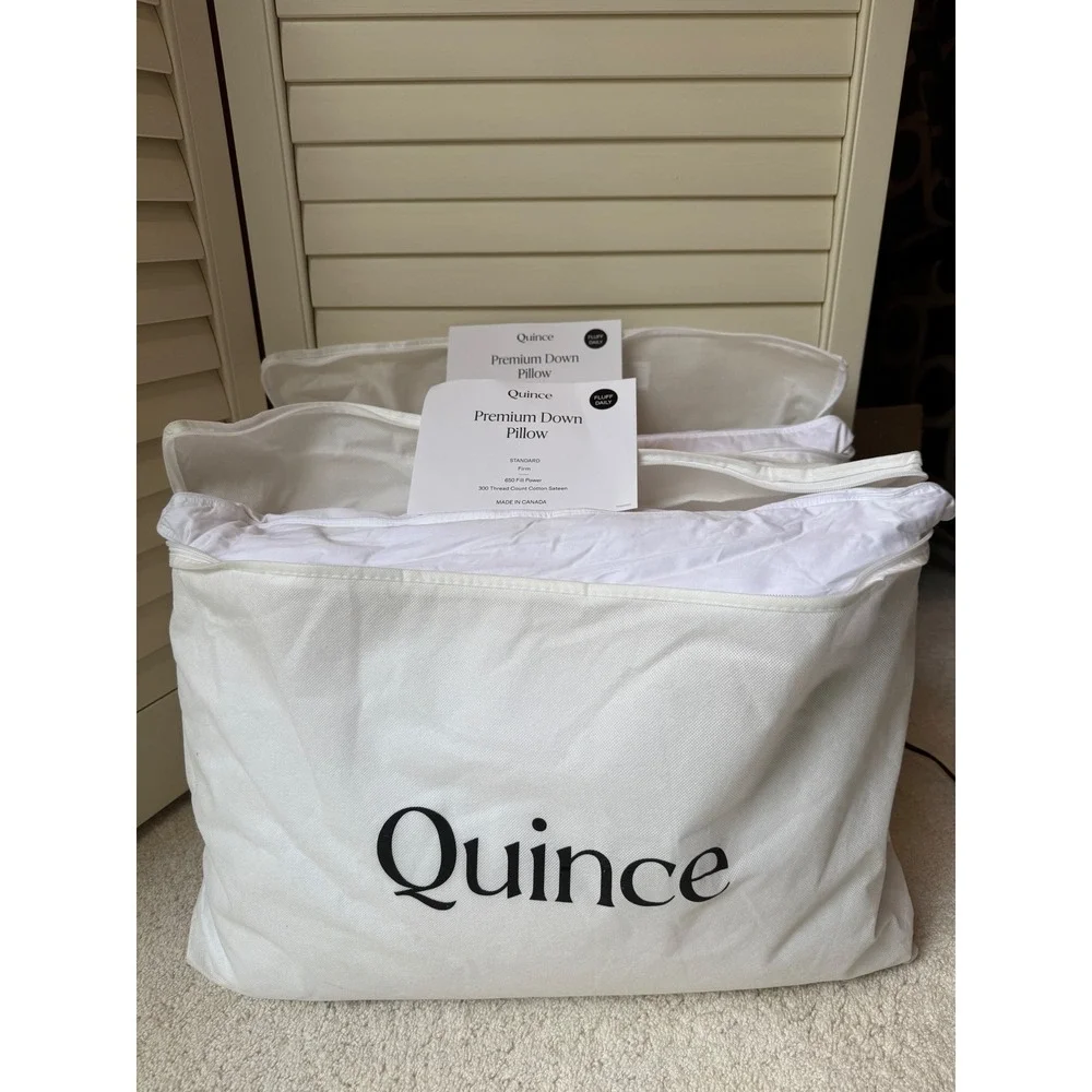 Quince Premium Down Pillows Standard Medium + Firm Set of 2 650 Fill Power